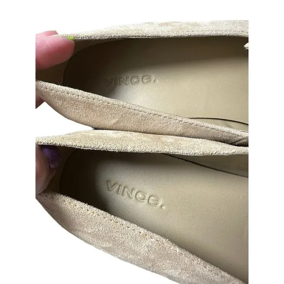 VINCE Vero Cuoio Lela Size 9 Loafer Women’s Tan Suede Slip-On Block‎ Heel #S93-8