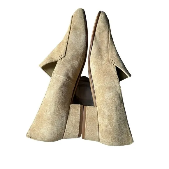 VINCE Vero Cuoio Lela Size 9 Loafer Women’s Tan Suede Slip-On Block‎ Heel #S93-8