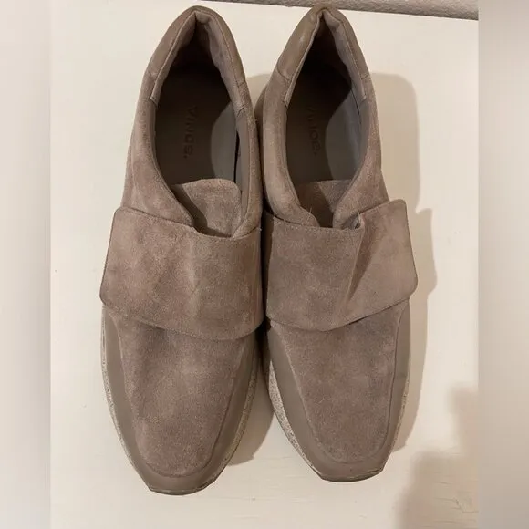 Vince Women's Gage Suede Laceless Fashion Sneakers in Beige Size 9.5