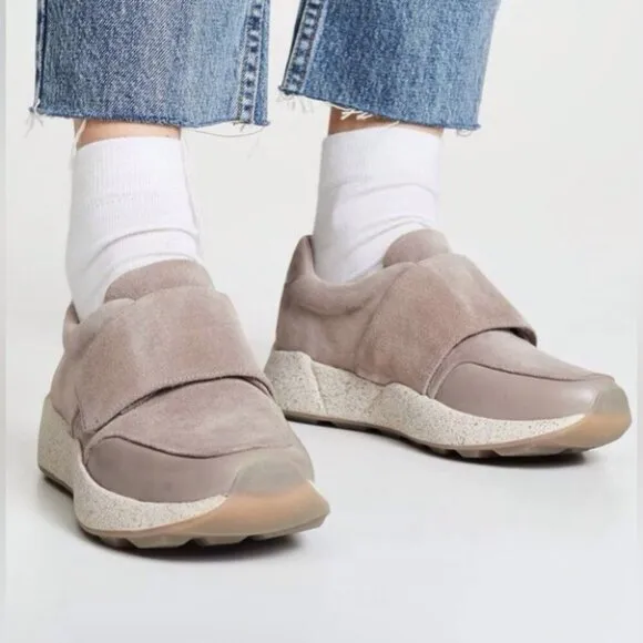 Vince Women's Gage Suede Laceless Fashion Sneakers in Beige Size 9.5