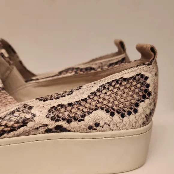 VINCE Women's Saxon 2 Snake Embossed Slip On Sneakers, Taupe, Blk/Tan Size 8.5