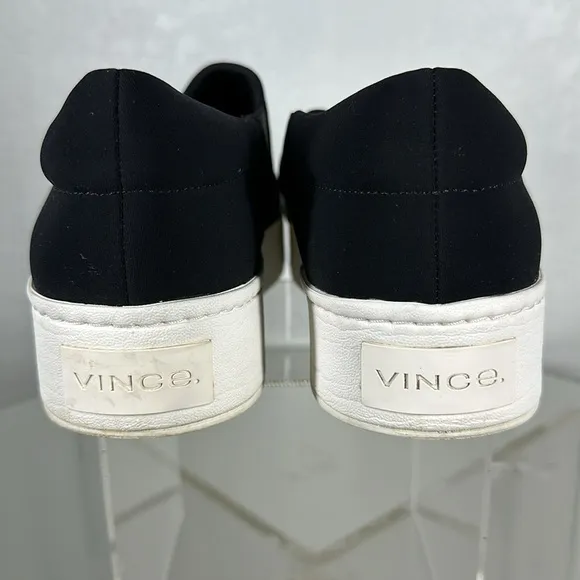 Vince Womens Warren Platform Slip On Fashion Sneakers Black Micro Stretch