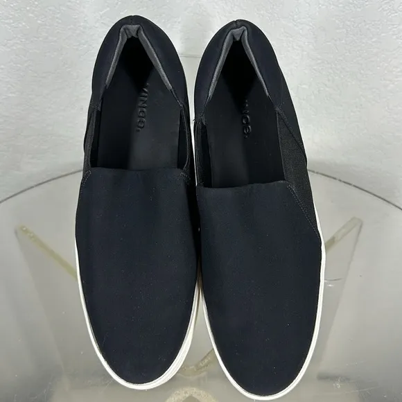 Vince Womens Warren Platform Slip On Fashion Sneakers Black Micro Stretch