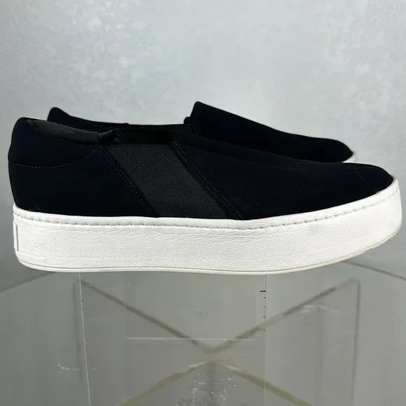 Vince Womens Warren Platform Slip On Fashion Sneakers Black Micro Stretch