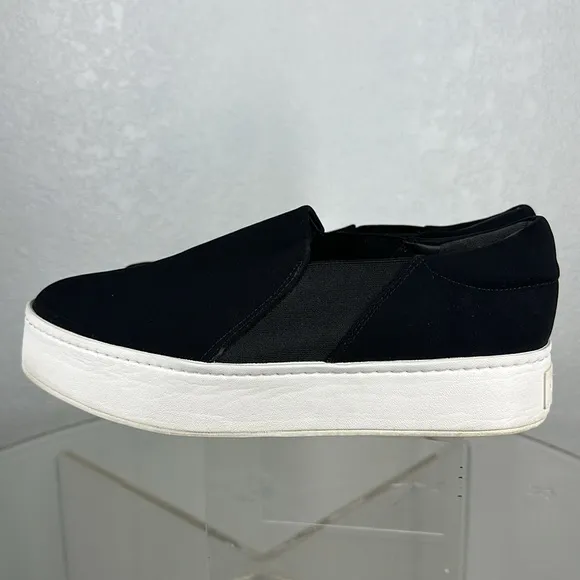 Vince Womens Warren Platform Slip On Fashion Sneakers Black Micro Stretch