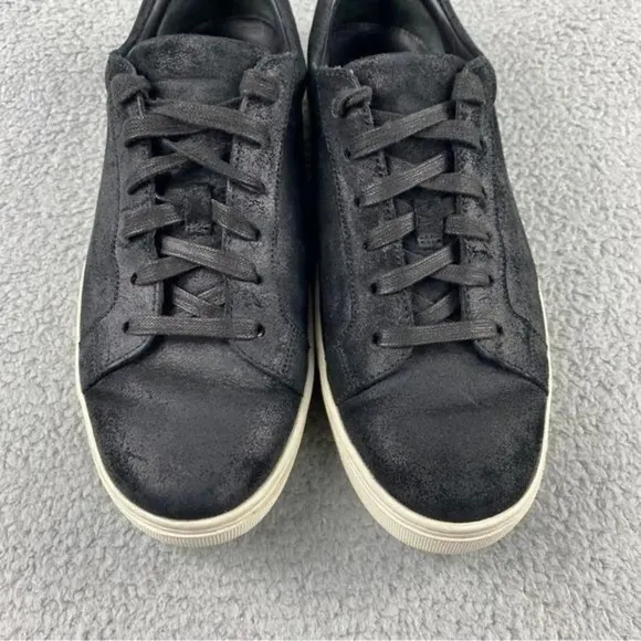 Vince brady suede Sneakers Leather Lace Up Mens Size 9 Shoes‎ Black Round Toes