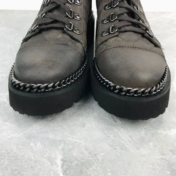 Vince Camuto Maissa Womens Size 8.5 Boots Grey Quilted Chunky‎ Biker Ankle Boots