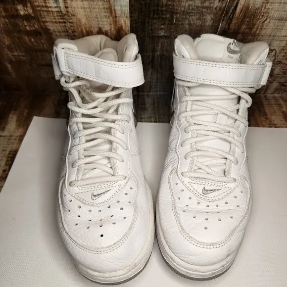 Vintage 1998 Nike Air Force 1 Mid Super Jewel Metallic Silver Chrome Sz 6 Youth