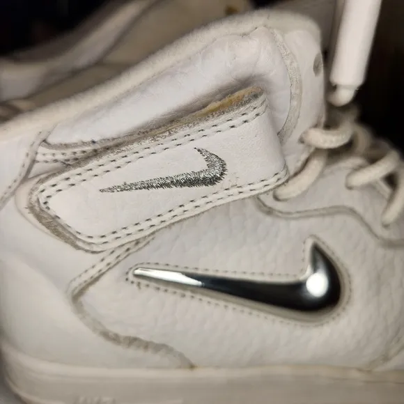 Vintage 1998 Nike Air Force 1 Mid Super Jewel Metallic Silver Chrome Sz 6 Youth