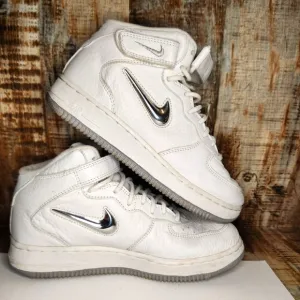 Vintage 1998 Nike Air Force 1 Mid Super Jewel Metallic Silver Chrome Sz 6 Youth