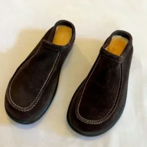 Vintage 90s J Crew Coffee Suede Slides Size 7.5​​​​​​​​​​​​​​​​​​​​​​​​​