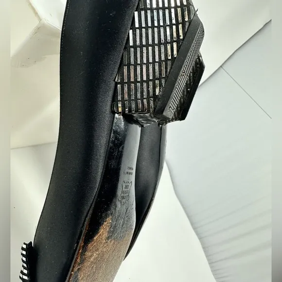 Vintage Charles Jordan Black and Silver Heeled Loafers