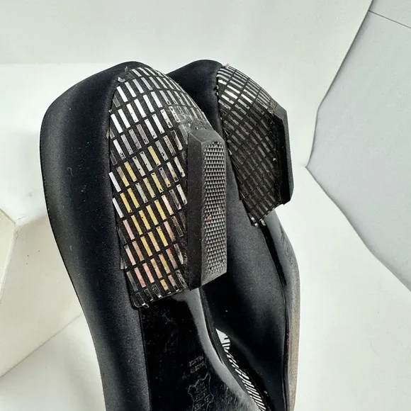 Vintage Charles Jordan Black and Silver Heeled Loafers