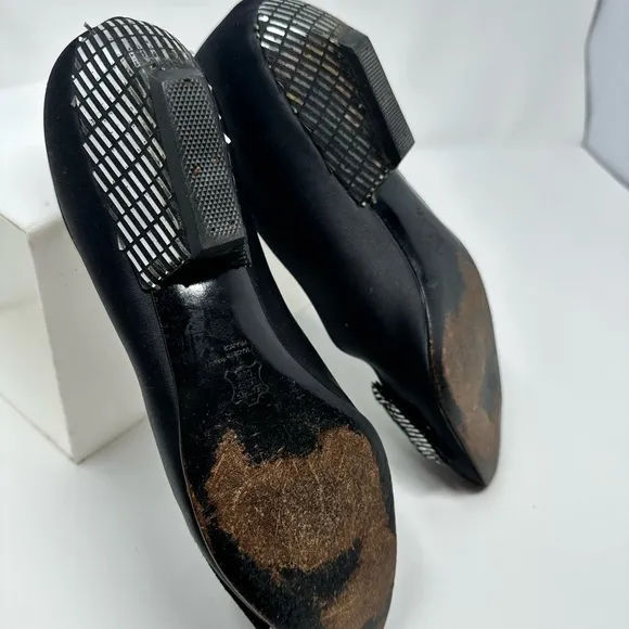 Vintage Charles Jordan Black and Silver Heeled Loafers