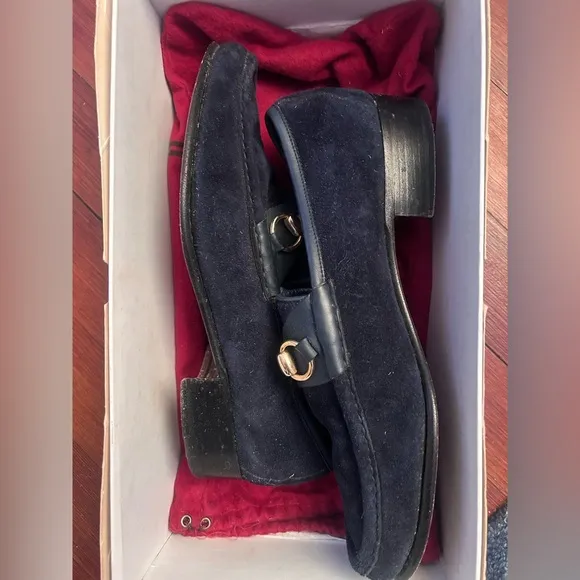 Vintage Gucci Loafers Blue Suede 40.5 original box and dust bag