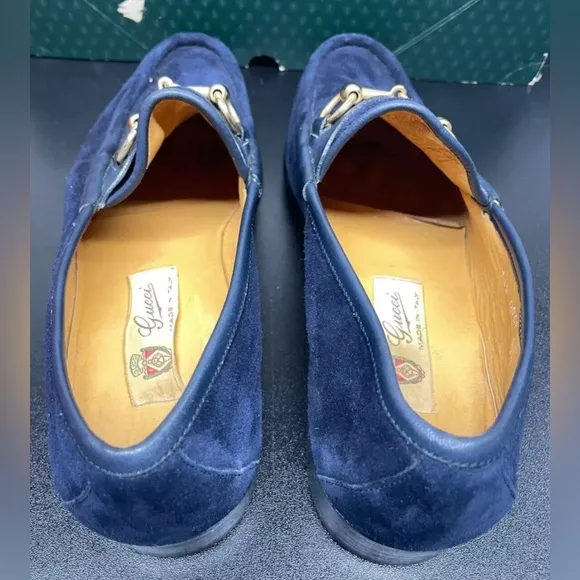 Vintage Gucci Loafers Blue Suede 40.5 original box and dust bag