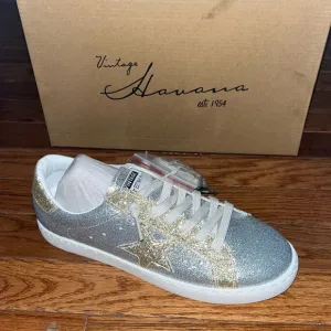 Vintage Havana Matt Silver Glitter Bianca Sneaker Women’s Size 7.5 Star Logo