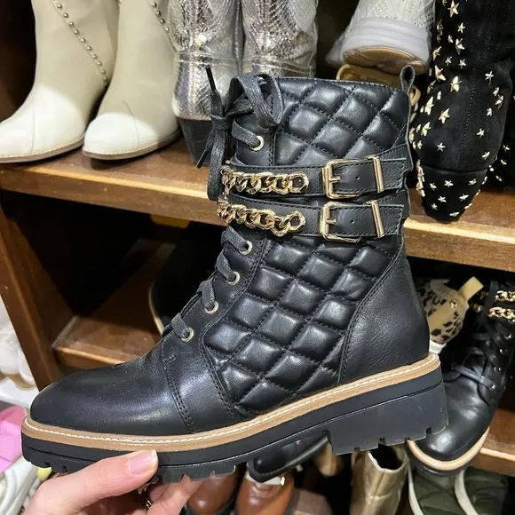 Vintage Havana RARE Quilted Moto Gwynne Boots size 8