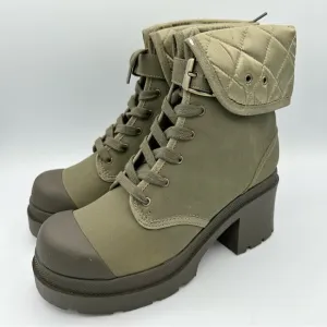 Vintage LEI Chunky Green Combat boots laced up heel platform Y2K boots