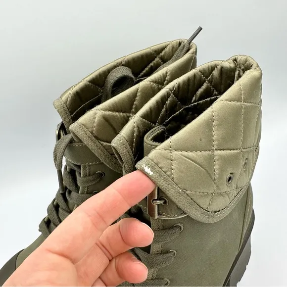Vintage LEI Chunky Green Combat boots laced up heel platform Y2K boots