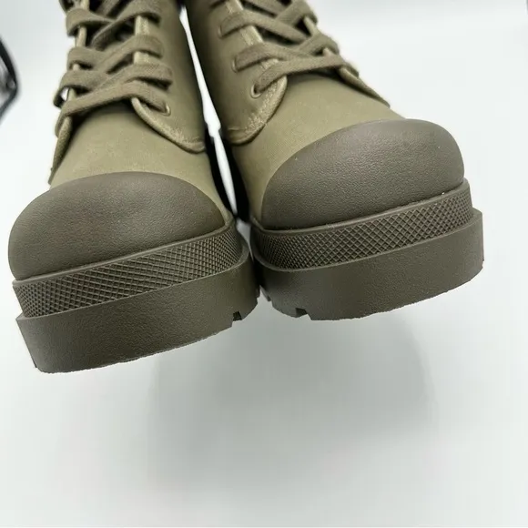 Vintage LEI Chunky Green Combat boots laced up heel platform Y2K boots