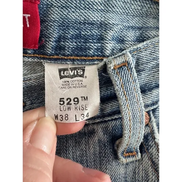 Vintage Levis 529 Low Rise Straight Leg Distressed Denim Jeans W38 L34
