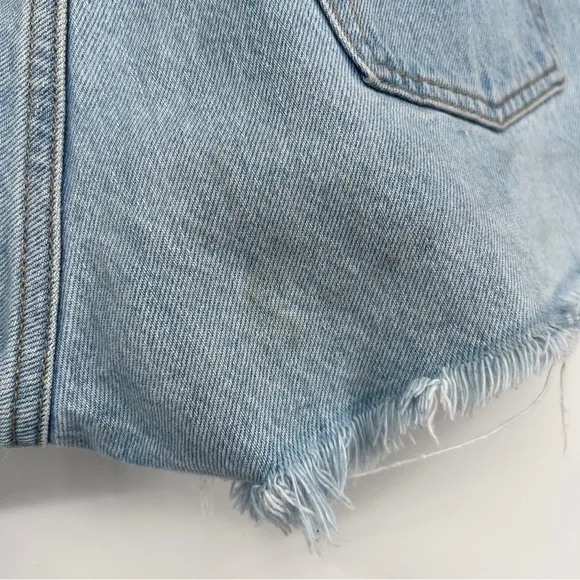 Vintage Levi's Premium Button Placket Cutoff Light Blue Wash Frayed Denim Shorts