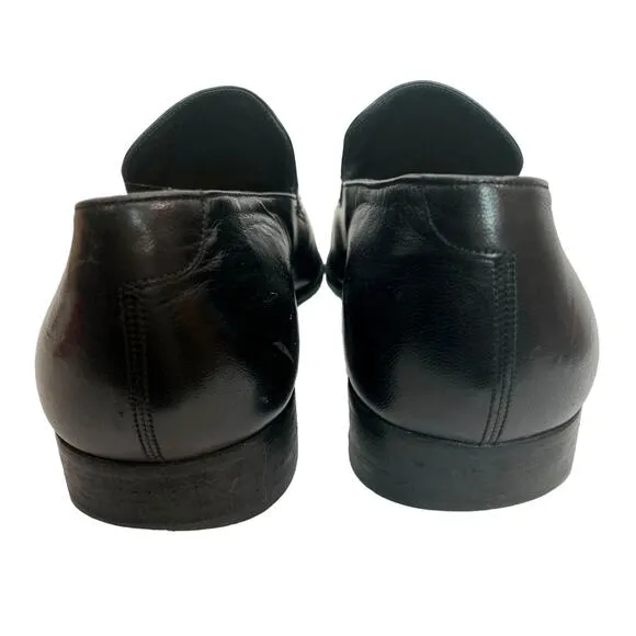 Vintage Mens BALLY Black Leather Buckle Loafers Switzerland | 9