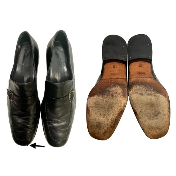 Vintage Mens BALLY Black Leather Buckle Loafers Switzerland | 9