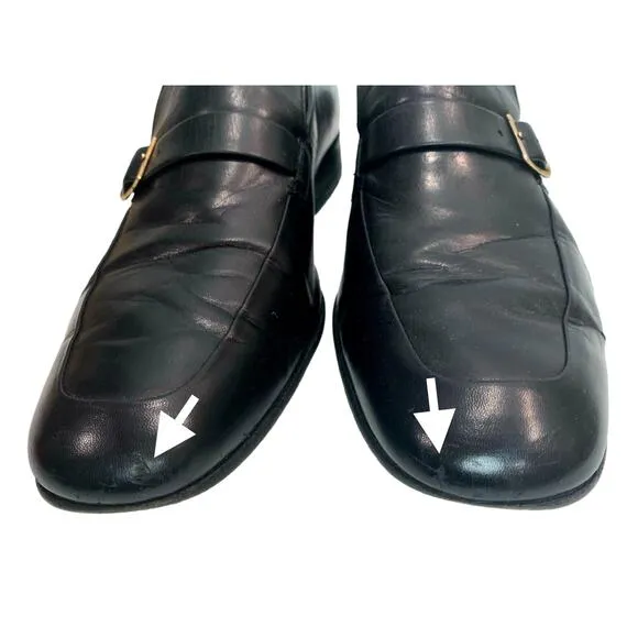 Vintage Mens BALLY Black Leather Buckle Loafers Switzerland | 9