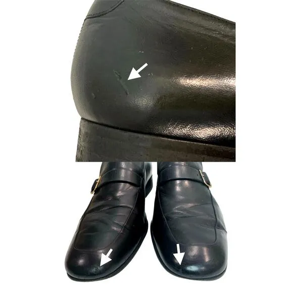 Vintage Mens BALLY Black Leather Buckle Loafers Switzerland | 9