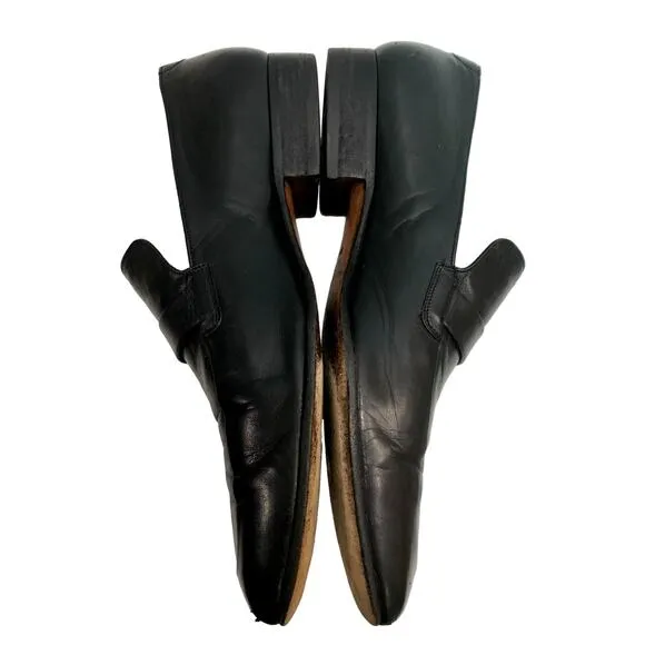 Vintage Mens BALLY Black Leather Buckle Loafers Switzerland | 9