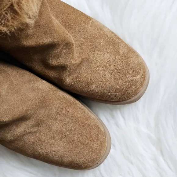 Vintage Steve Madden Aspenn Genuine Leather Chunky Tan Fur Trim Boots 7B