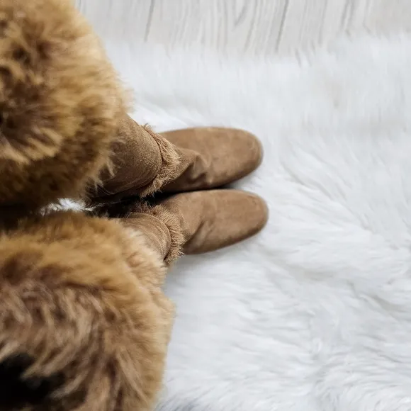 Vintage Steve Madden Aspenn Genuine Leather Chunky Tan Fur Trim Boots 7B