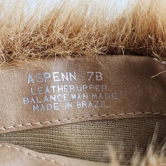 Vintage Steve Madden Aspenn Genuine Leather Chunky Tan Fur Trim Boots 7B