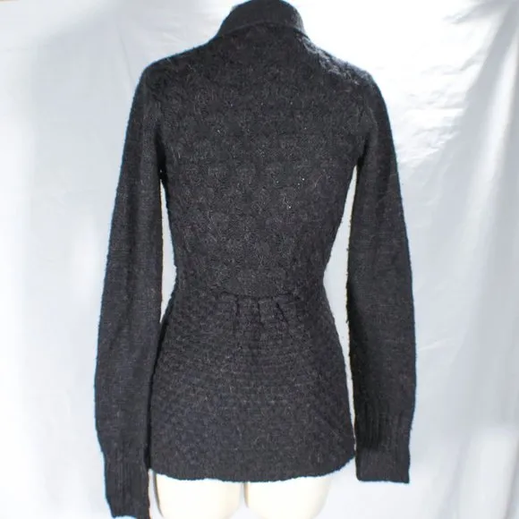 Vintage Y2K Max Azaria BCBG Alpaca Mohair Ash Gray Cardigan Copper Flecks