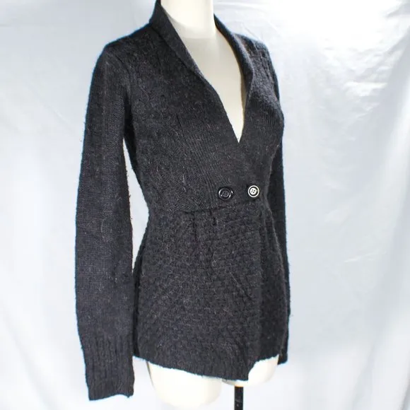 Vintage Y2K Max Azaria BCBG Alpaca Mohair Ash Gray Cardigan Copper Flecks
