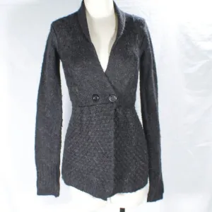 Vintage Y2K Max Azaria BCBG Alpaca Mohair Ash Gray Cardigan Copper Flecks