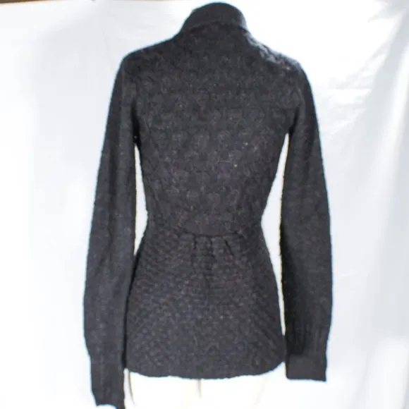 Vintage Y2K Max Azaria BCBG Alpaca Mohair Ash Gray Cardigan Copper Flecks
