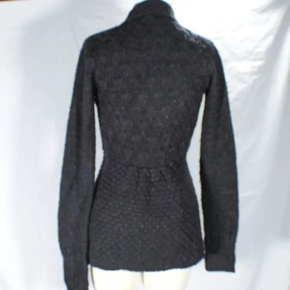 Vintage Y2K Max Azaria BCBG Alpaca Mohair Ash Gray Cardigan Copper Flecks
