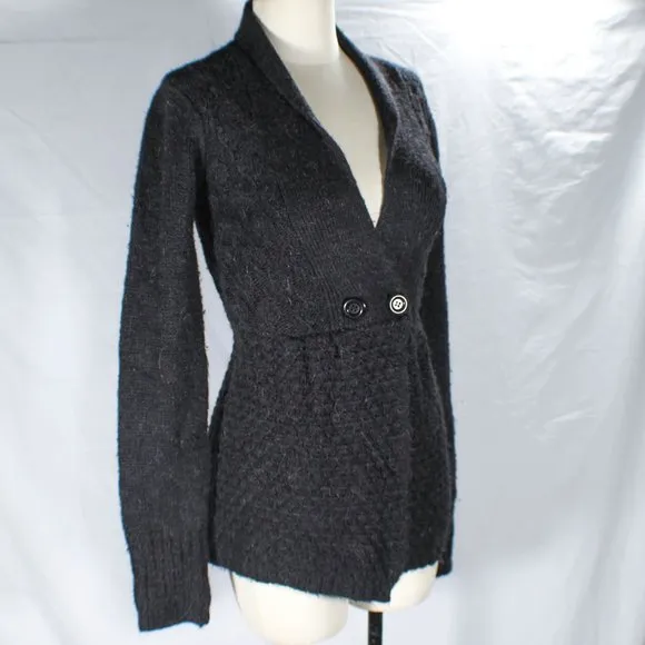 Vintage Y2K Max Azaria BCBG Alpaca Mohair Ash Gray Cardigan Copper Flecks