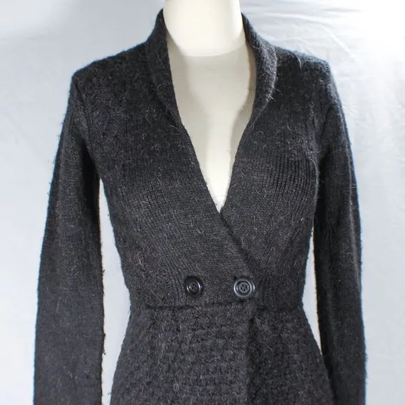 Vintage Y2K Max Azaria BCBG Alpaca Mohair Ash Gray Cardigan Copper Flecks