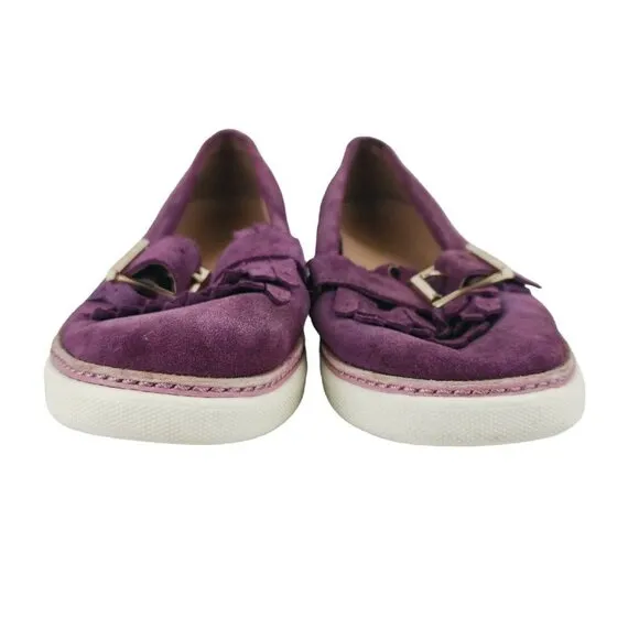 VIONIC Cambridge Purple Merlot Suede Kiltie Loafers Buckle Comfort Size 7.5