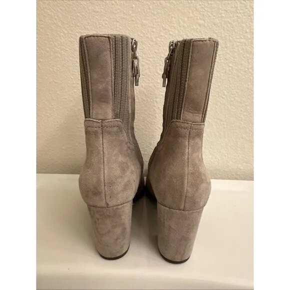 VIONIC Kaylee Dark Taupe Suede Knit Ankle Chunky Boots Weather Resistant Size 5