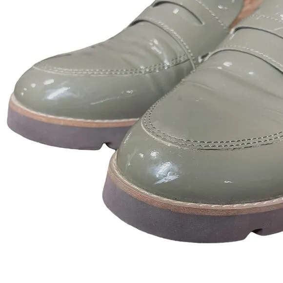 Vionic Olive Green Gray Patent Leather Cheryl Slip On Loafers - 11