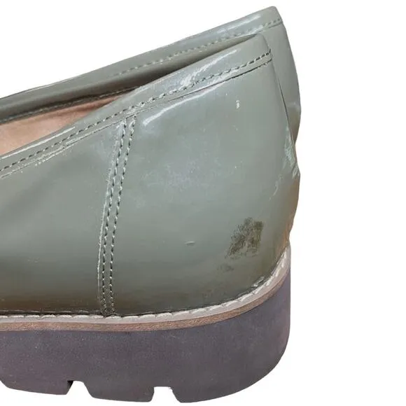 Vionic Olive Green Gray Patent Leather Cheryl Slip On Loafers - 11