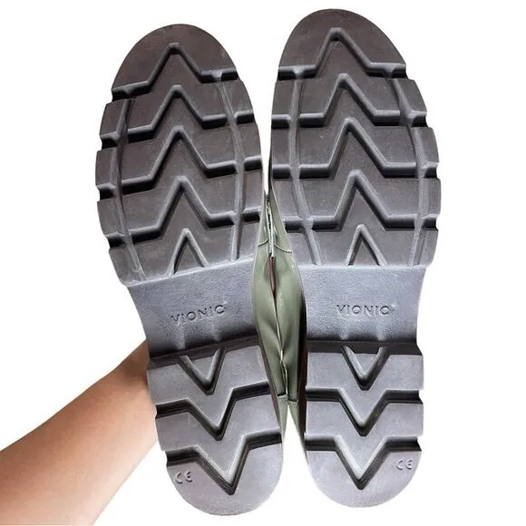Vionic Olive Green Gray Patent Leather Cheryl Slip On Loafers - 11