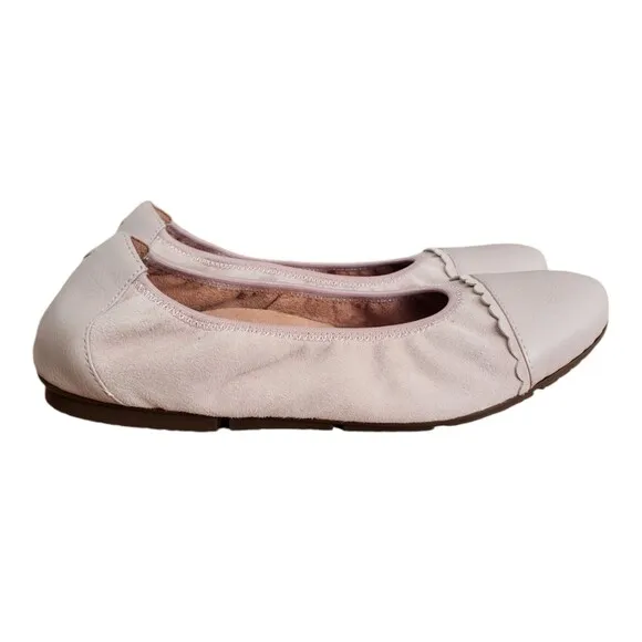 Vionic Prim Tina Tan Leather Cap Toe Ballet Flats Women's Size 9.5 Wide NEW