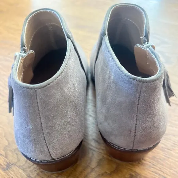 Vionic Serena Kid Suede Leather Ankle Boots Sz 5 Side Zip Closure Tassel Detail