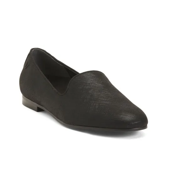 Vionic Willa Shimmer Suede Comfort Loafers Black With Metallic Women’s Size 6
